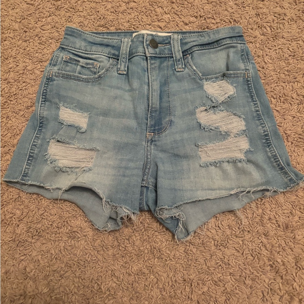 Hollister Light Blue Distressed Jean Shorts